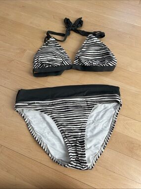 Lole Black and White Striped Bikini